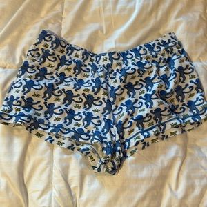 Blue monkey roller rabbit pajama shorts
